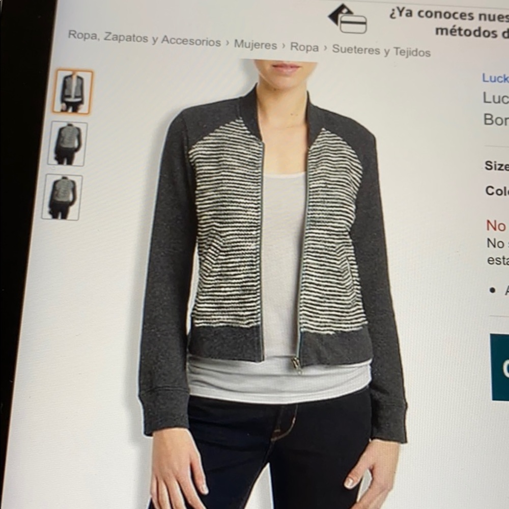 Lucky Brand women’s Bomber grey & blue jacket. - Picture 6 of 6